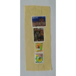 243【組合せ再出品可】使用済切手（80円&times;3枚と10円）貼られた状態