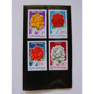 【消印つき】70年代　ルーマニア　薔薇の切手